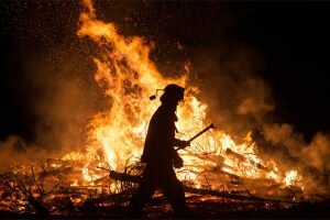 Scene from last year's bonfire at Emmanuel Church in Weston. — File photo